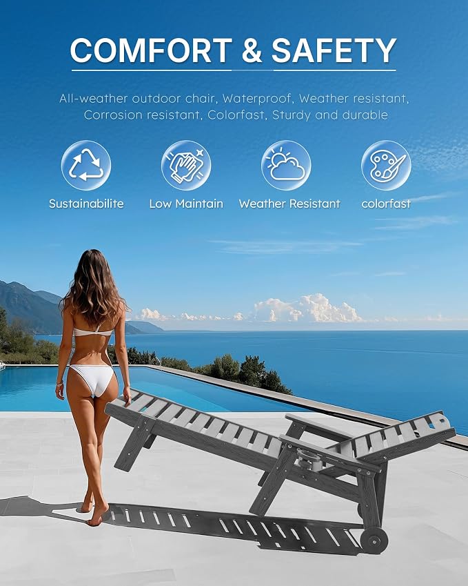 Patio Chaise Lounge Chair Set of 2, Oversize Lounge Chairs - Image 7