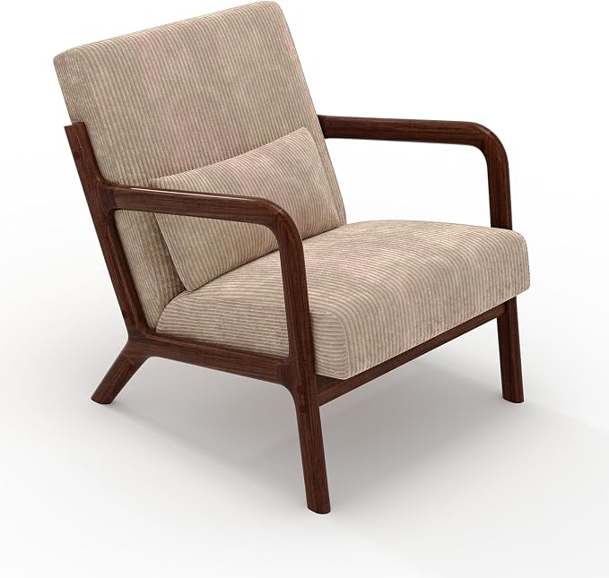 Garvee Mid-Century Modern Accent Chair, Wide-Wale Corduroy Upholstery, Solid - Image 7