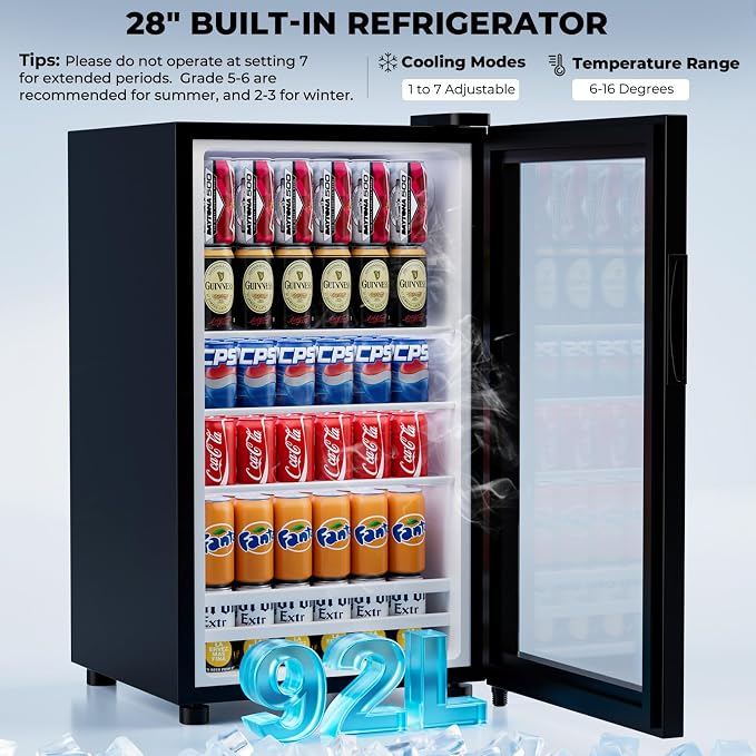 Coffee Bar Cabinet with Fridge, Fluted Wine Bar Cabinet with Wine Rack and - Image 5