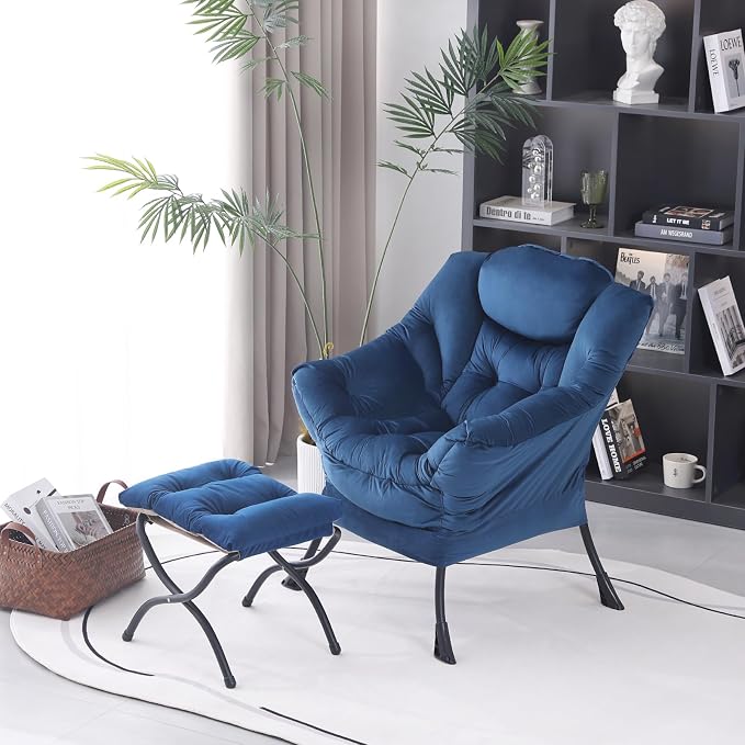 MBOOYOME Lazy Chair with Folding Ottoman, Modern Accent Armchair with Armrests - Image 7
