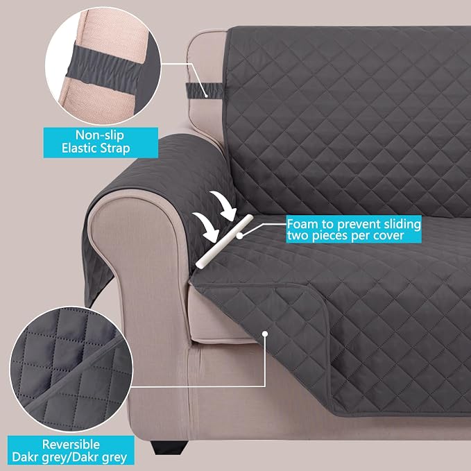 U-NICE HOME Recliner Chair Covers Reversible Quilted Water Repellent Pet - Image 3