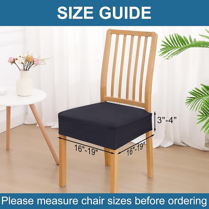 Smiry Waterproof Seat Covers for Dining Room Chairs Set of 8, Stretch Jacquard - Image 2