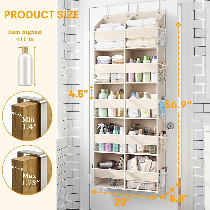 2 Pack Over the Door Organizer 5 Tiers, Extra Large Behind Door Storage of 10 - Image 4