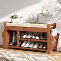 oakvivo 39.4in Shoe Bench with 2 Side Holder, 3 Tier Bamboo Entryway Bench with by OAKVIVOElegantLifestyle
