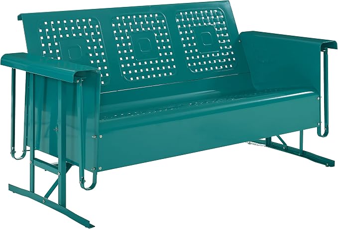 Crosley Furniture Bates Retro Metal Outdoor Sofa Glider, 3-Person Rocking Patio by CrosleyFurniture