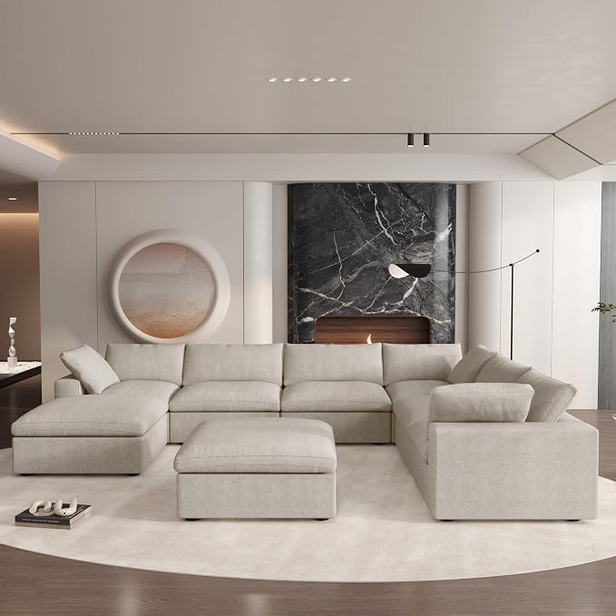 Cloud Modular Sectional Sofa Couch, Oversized Couch 8 Seater, 160.6" U Shaped - Image 3