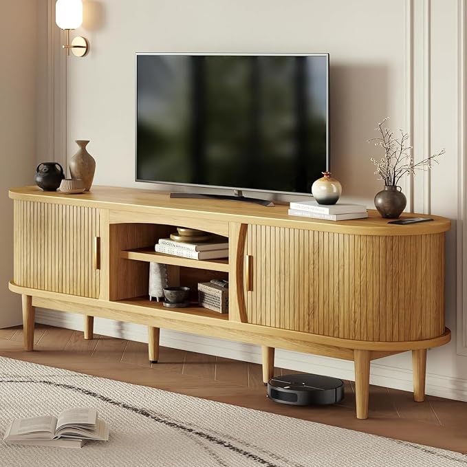 Decofy Mid Century TV Stand for TVs up to 80 Inches, Entertainment Center - Image 7