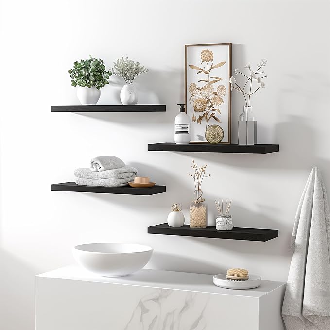 YYWUOJJ Wood Floating Shelves for Wall Decor, Rustic Wall Shelves for Bedroom - Image 2