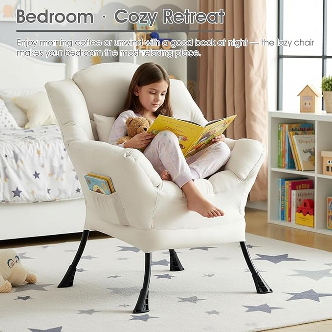 Lazy Chair for Living Room, Large Beige Accent Chair - Image 5