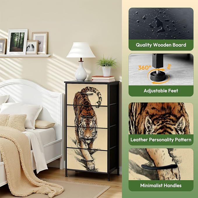 Dresser for Bedroom Majestic Tiger Walking Wilderness Bold Stripes Intense Gaze - Image 6