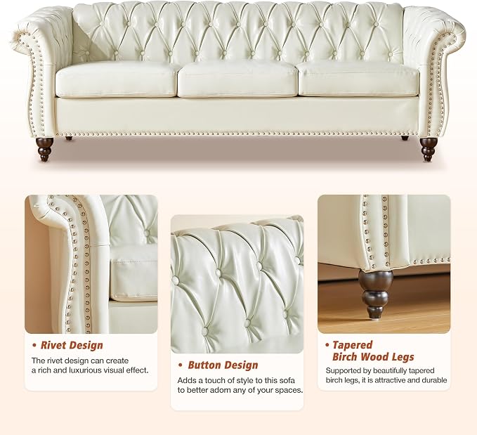 QHITTY 2 Piece Living Room Set, Sectional Chesterfield Sofa Chair Contemporary - Image 4