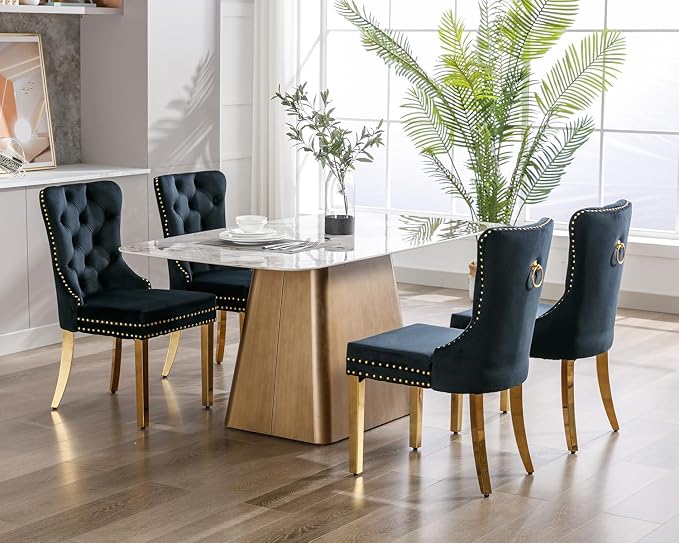 KCC Velvet Dining Chairs Set of 2, Upholstered High-end Tufted Dining Chair - Image 9
