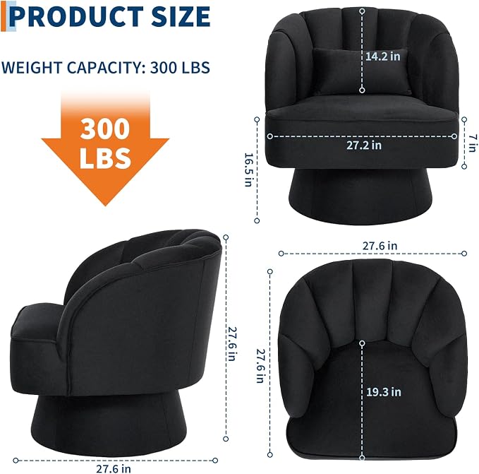 Garvee Ultra-Plush Swivel Accent Chair, 360° Barrel Lounge Chair - Image 3