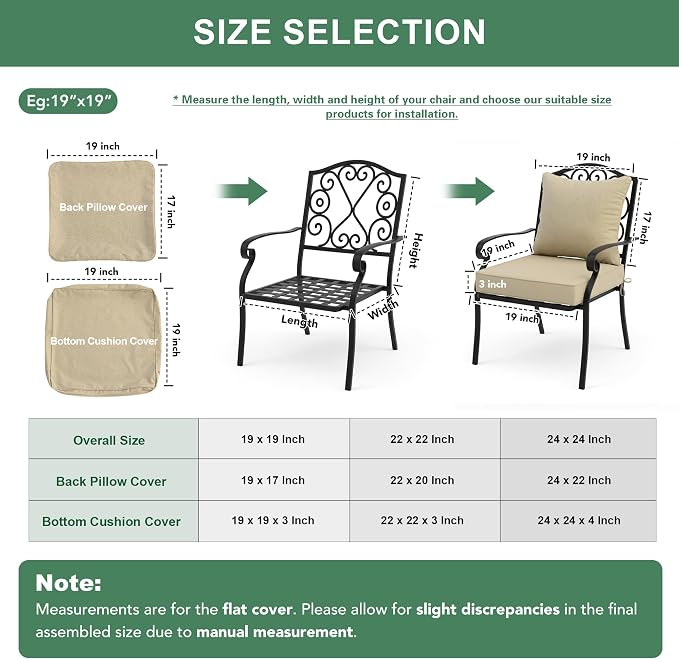 Summsun Outdoor Chair Cushions Set of 4, Faux Linen Patio Furniture Cushions - Image 7