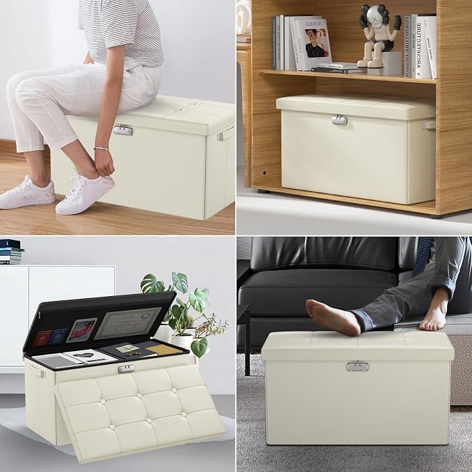 ENGPOW Storage Ottoman Bench, Fireproof Folding Bench - Image 6