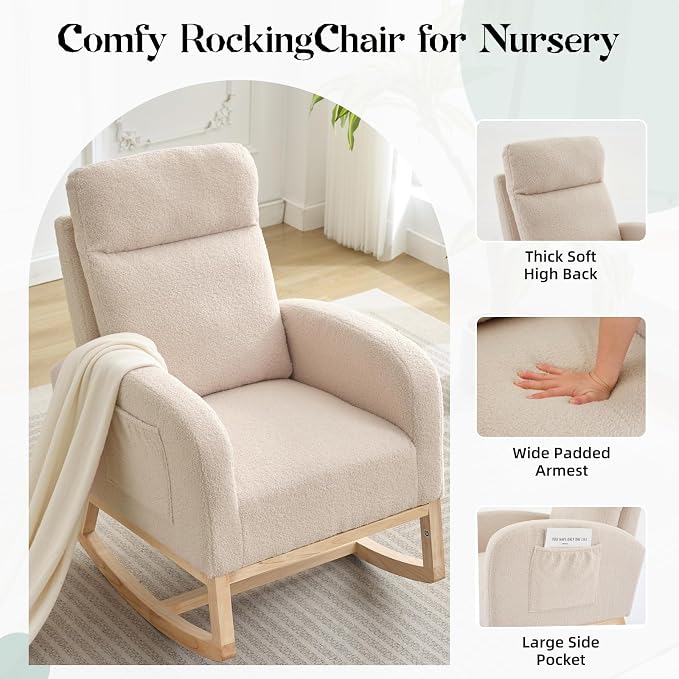 GAOMON Rocking Chair Glider for Nursery, Comfy Rocker Nursery - Image 6
