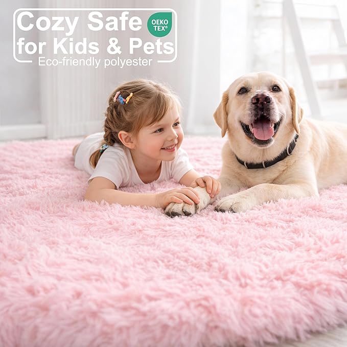 Amdrebio Light Pink Small Cute Round Rug 3Ft - Image 3