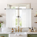 BGment White Linen Semi Sheer Curtains 36 Inch Length by BGment