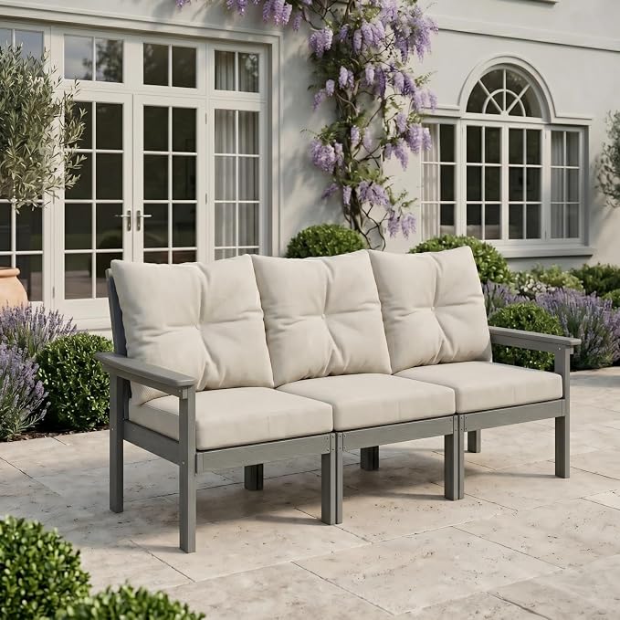 HDPE 3 Piece Patio Furniture Set, All-Weather Outdoor Couch Set by YourPerfectOutdoorEscape
