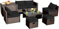 Tangkula 8 Piece Patio Furniture Set, Patiojoy Outdoor Space Saving PE Rattan by TANGKULA