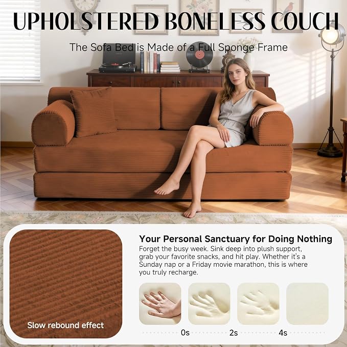79'' Convertible Sofa Bed, 6 in 1 Folding Floor Futon Couch Sleeper - Image 4
