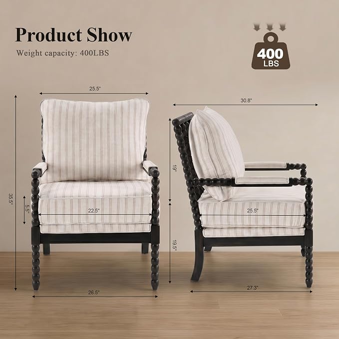 DUHOME Linen Fabric Spindle Accent Chair - Image 2