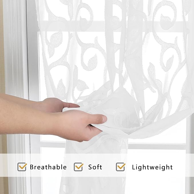 OWENIE Furman White Sheer Curtains Valances - Image 3