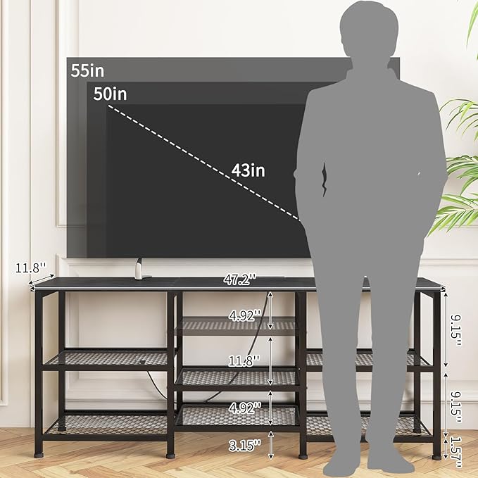YGEOMER Entertainment Center for TVs Up to 55 Inch, Entertainment Stand - Image 2