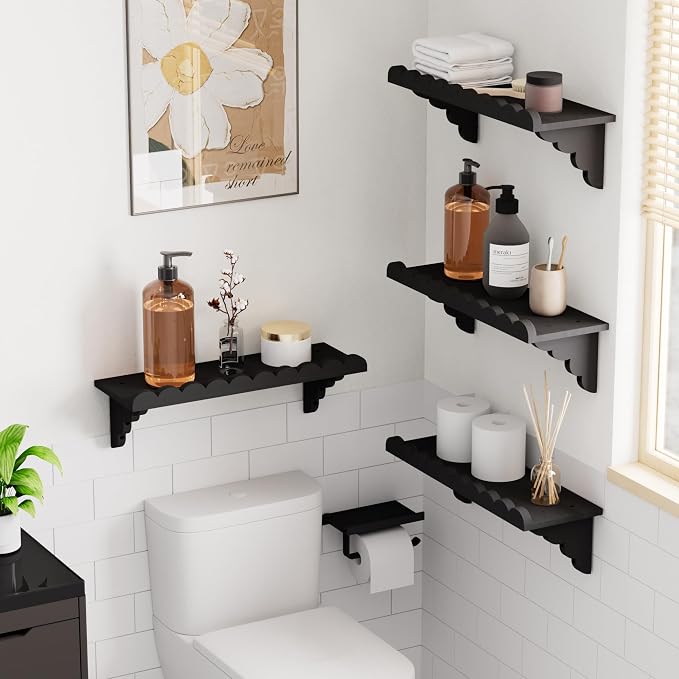 QsQueen Scalloped Wood Wall Shelf – 17 Inch Floating Shelf - Image 5