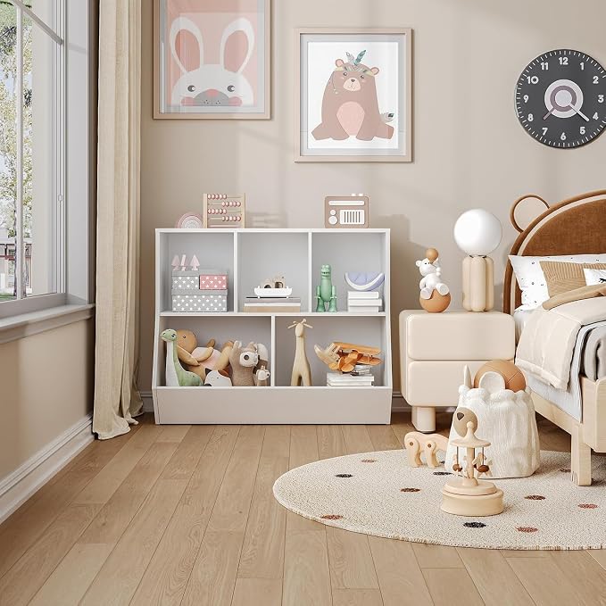 HOOBRO Kids Bookshelf, Bookcase Footboard, Toy Storage Cubby, Children's Toy - Image 4
