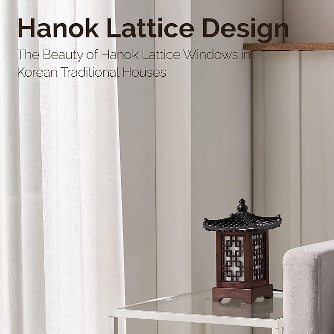 Traditional Korean Wood Lamp | Handmade Asian Oriental Table Lantern | Bedside - Image 7