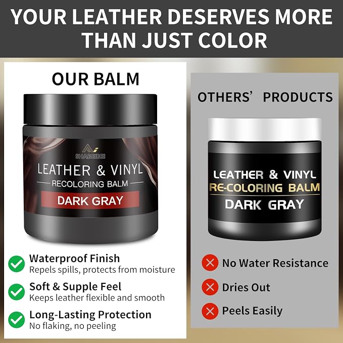 Leather Recoloring Balm with 100ml Mink Oil, Dark Gray Leather Repair Kit and - Image 3