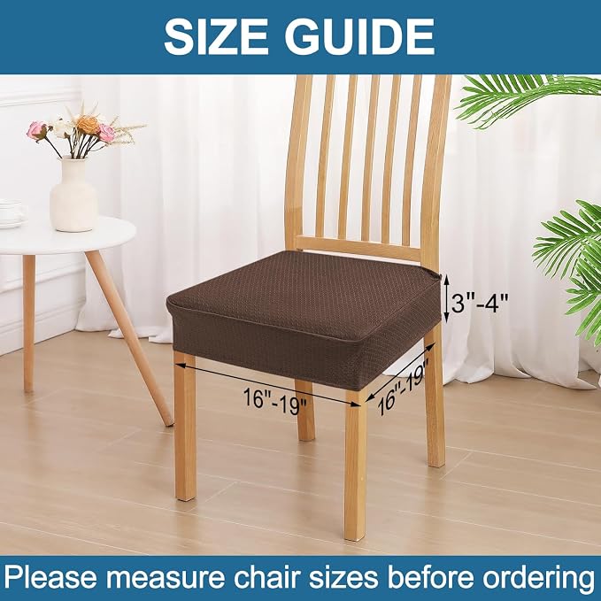 Smiry Waterproof Seat Covers for Dining Room Chairs Set of 4, Stretch Jacquard - Image 2