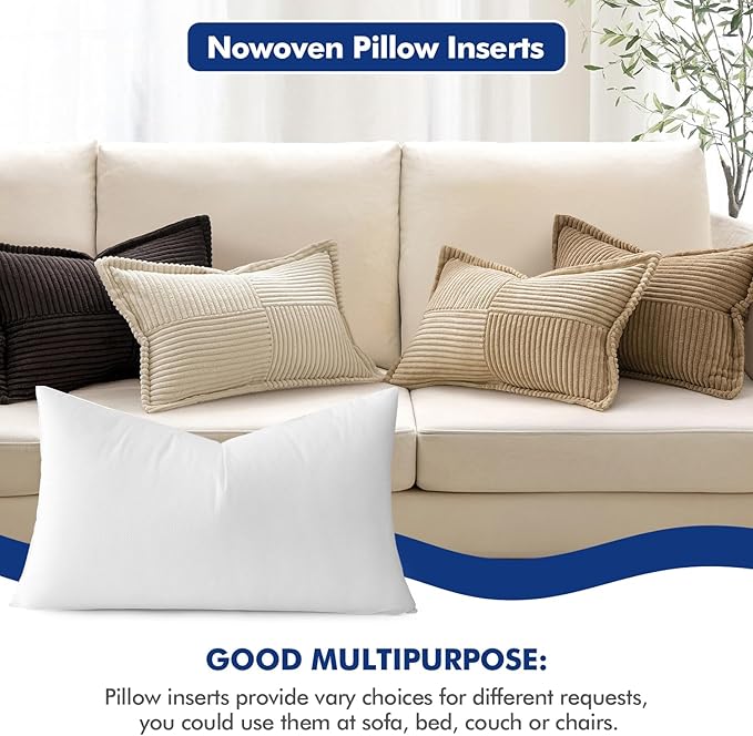 MIULEE Pillow Insert 18x22 Inch, Decorative Rectangle Throw Pillow Inserts - Image 4