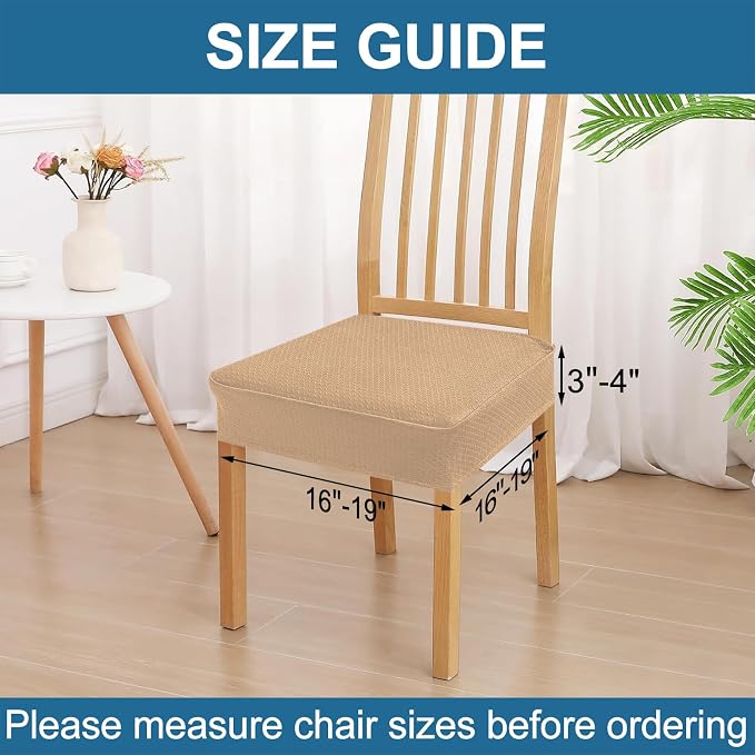 Smiry Waterproof Seat Covers for Dining Room Chairs Set of 2, Stretch Jacquard - Image 2
