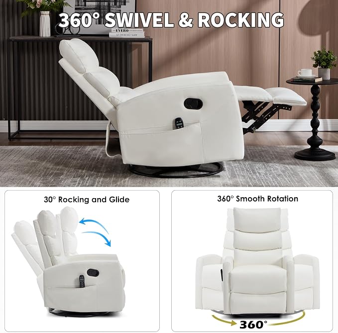 Trustyue Swivel Rocker Recliner Chair, 360° Swivel Recliner - Image 8