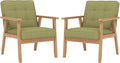 Modern Accent Chair with Arm Rest Set of 2, Upholstered Linen Fabric Leisure by Unknown