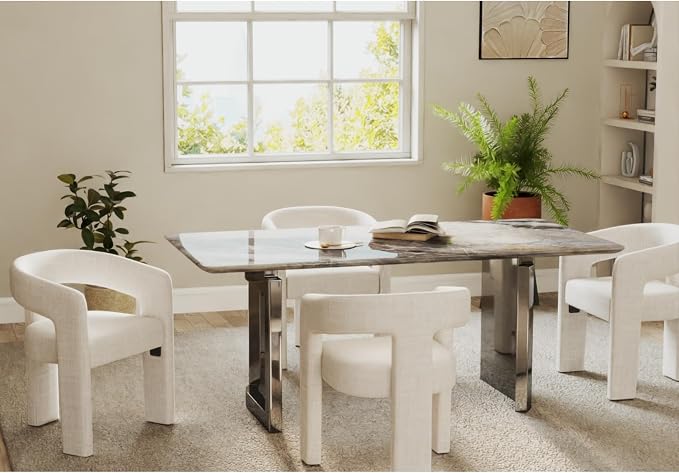 VESCASA Linen Barrel Dining Chair - Image 7