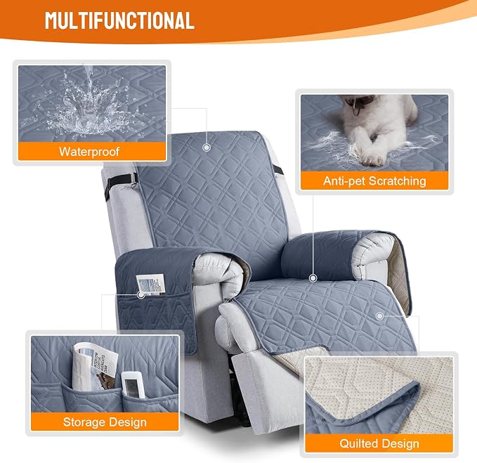 VANSOFY 100% Waterproof Recliner Chair Covers, Recliner Cover Non-Slip Dog - Image 7