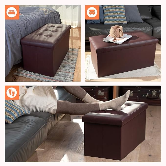 COSYLAND Ottoman Bench with Storage large-30x15x15in Folding Leather Ottoman - Image 6