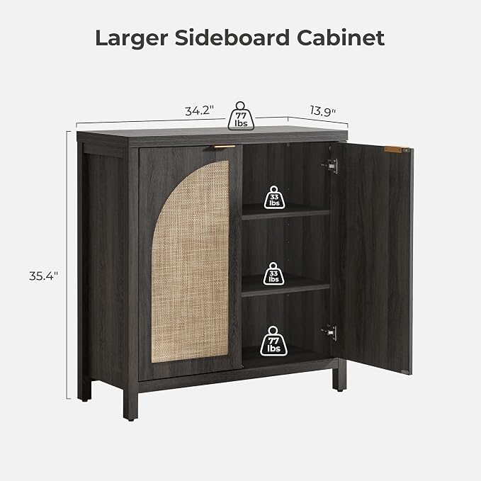 SICOTAS Rattan Sideboard Buffet Cabinet - Image 2