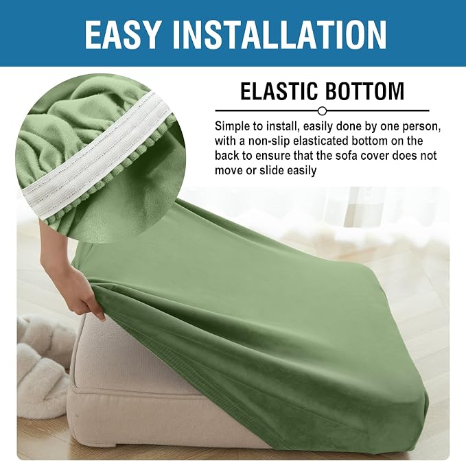Couch Cover 6-Piece Elastic Velvet Couch Cushion Covers & Chaise Slipcovers - Image 5