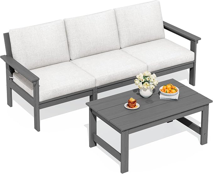 SERWALL HDPE Patio Sofa Set, 4-piece Sectional Outdoor Furniture Set, All by SERWALL