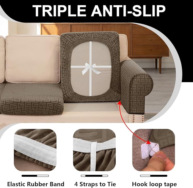 UNBBRRL 10 Pieces Stretch Sofa Cushion Covers - Image 3