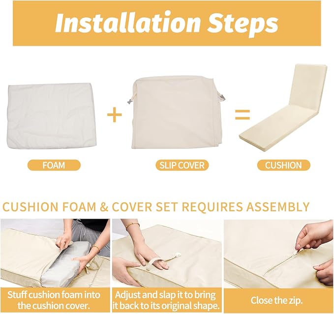 Outdoor Chaise Lounge Cushions for Patio, Lounge Chair Cushions, Waterproof - Image 5