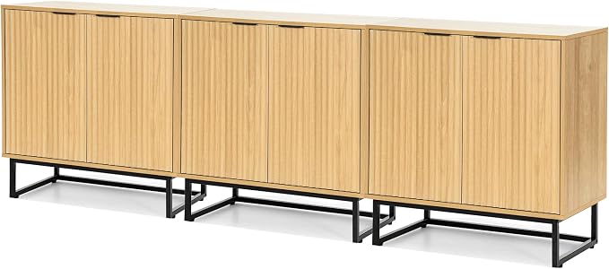EYYTHUNG Fluted Storage Cabinets Set of 3, Sideboard Buffet Cabinets by EYYTHUNG