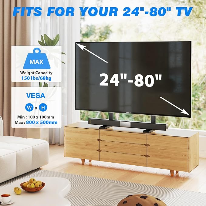 Rfiver Universal TV Stand Base for 24-80 Inch TVs, Table Top TV Stand - Image 2
