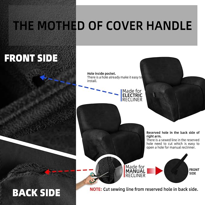 ANARACHON Leather Look Recliner Chair Covers Stay in Place 4-Piece Recliner - Image 7