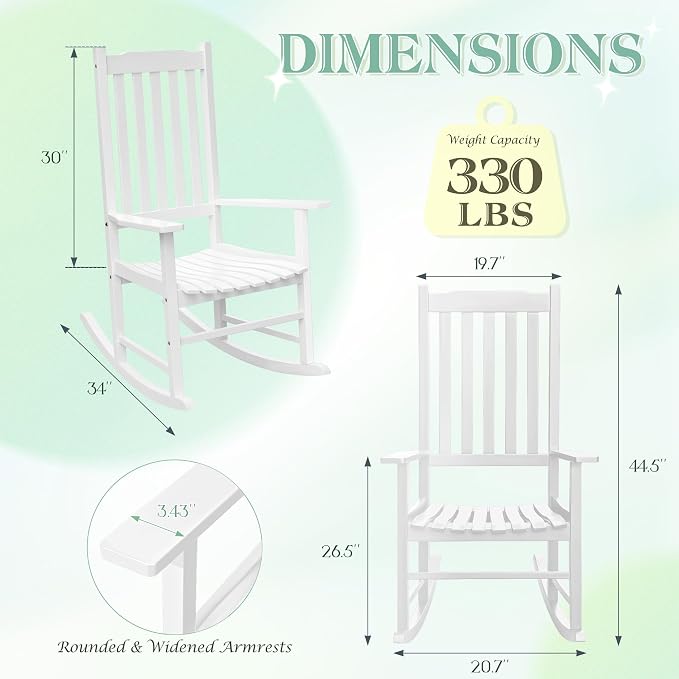 Flamaker Outdoor Rocking Chair Oversized Wooden Patio Chairs - Image 3