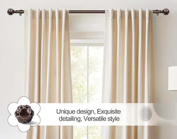 KAMANINA 1 Inch Extra Long Curtain Rod 140 to 195 Inches Bronze Heavy Duty - Image 5